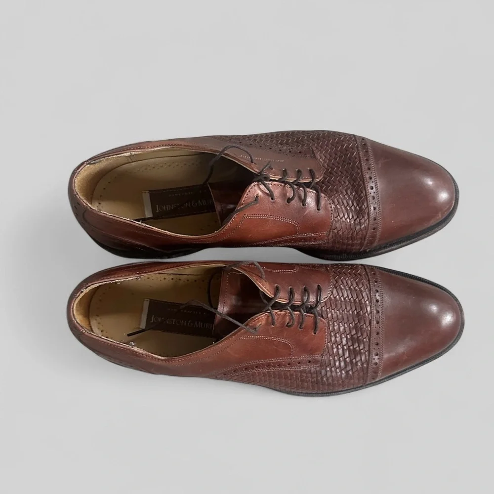 Johnston‎ & Murphy Ellsworth Cap Toe Woven Leather Dress Shoes Mens 10